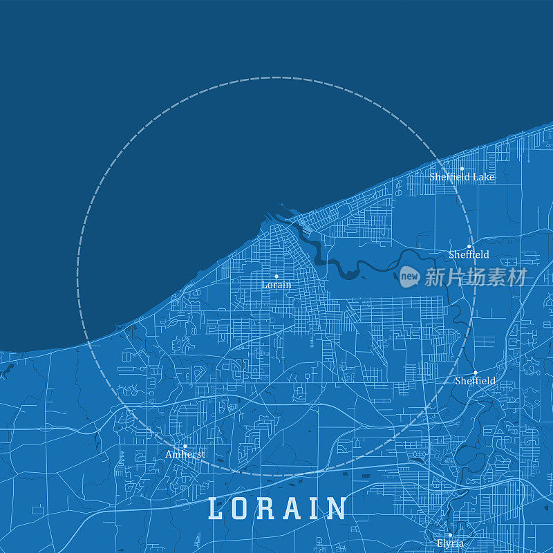 Lorain OH城市矢量地图蓝色文本